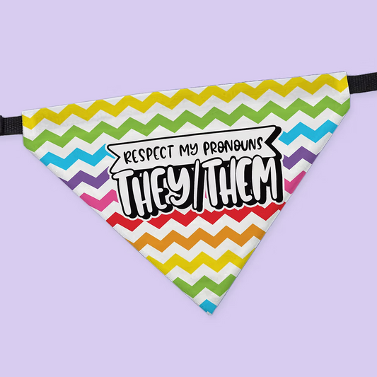 Pride Pet Collar Bandana - They/Them Pronouns - Two Crafty Gays