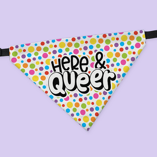Pride Pet Collar Bandana - Here & Queer - Two Crafty Gays