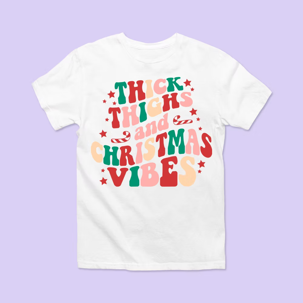 Thick Thighs and Christmas Vibes Shirt - Two Crafty Gays
