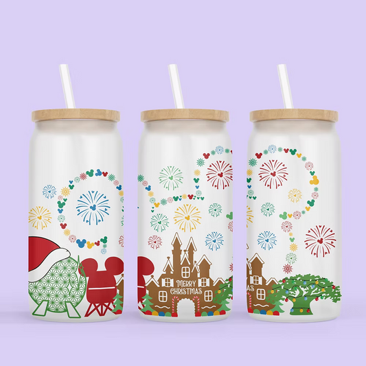 Disney World Christmas Drinking Glass - Two Crafty Gays