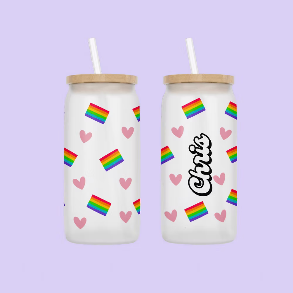 Pride Flags Personalized Drinking Glass - Two Crafty Gays