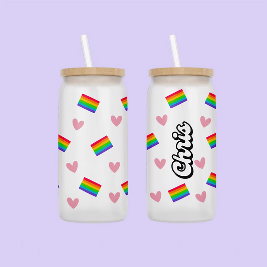Pride Flags Personalized Drinking Glass - Two Crafty Gays