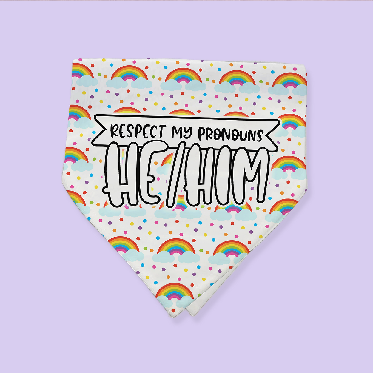 Pride Pet Bandana - He/Him Pronouns - Two Crafty Gays