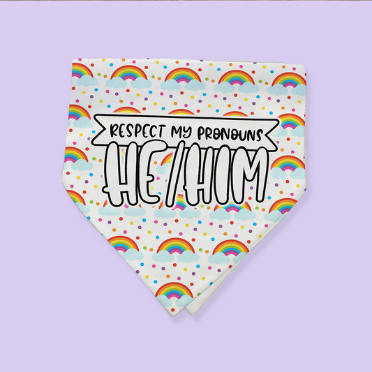 Pride Pet Bandana - He/Him Pronouns - Two Crafty Gays