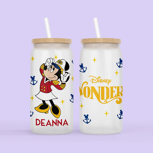 Disney Cruise Personalized Drinking Glass - Minnie - Two Crafty Gays