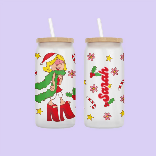 Lizzie McGuire Christmas Drinking Glass - Two Crafty Gays