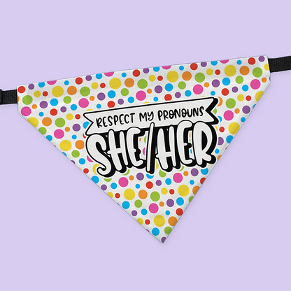 Pride Pet Collar Bandana - She/Her - Two Crafty Gays
