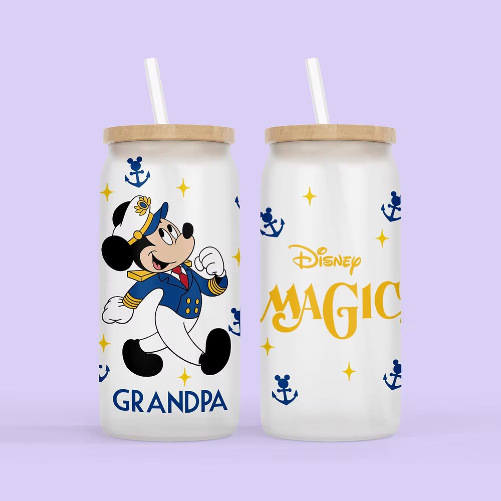 Disney Cruise Personalized Drinking Glass - Mickey - Two Crafty Gays