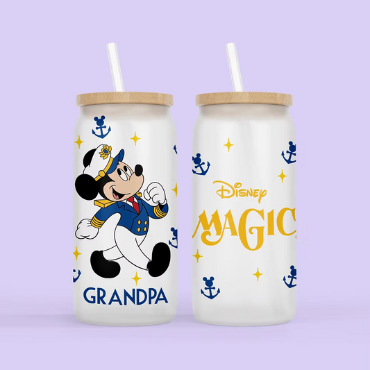 Disney Cruise Personalized Drinking Glass - Mickey - Two Crafty Gays