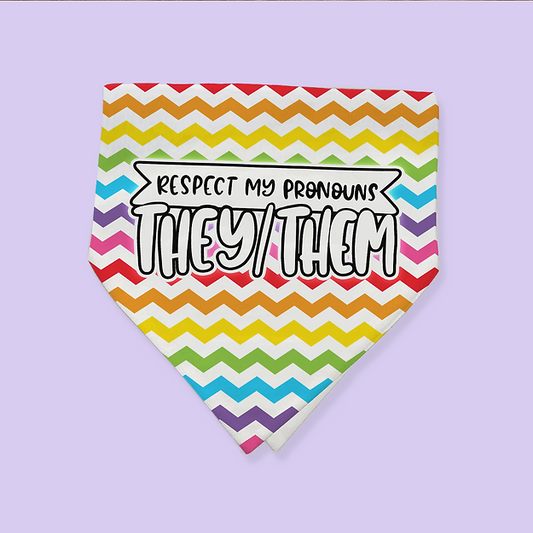Pride Pet Bandana - They/Them Pronouns - Two Crafty Gays