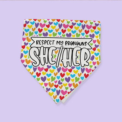 Pride Pet Bandana - She/Her Pronouns - Two Crafty Gays