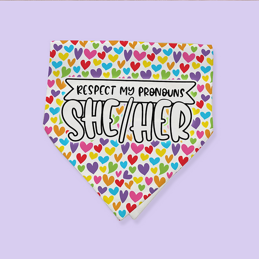 Pride Pet Bandana - She/Her Pronouns - Two Crafty Gays