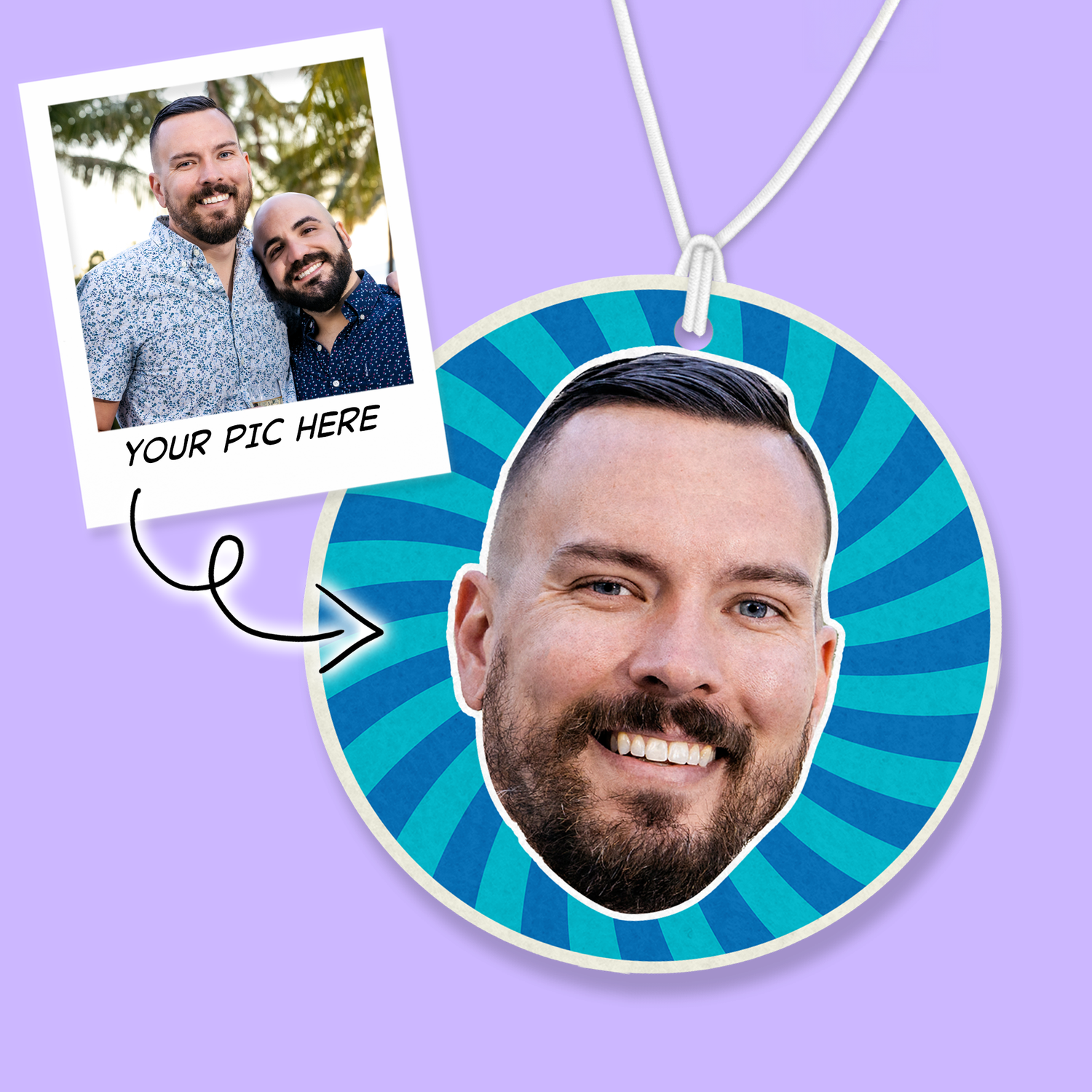 Custom Photo Air Freshener - Swirl - Two Crafty Gays