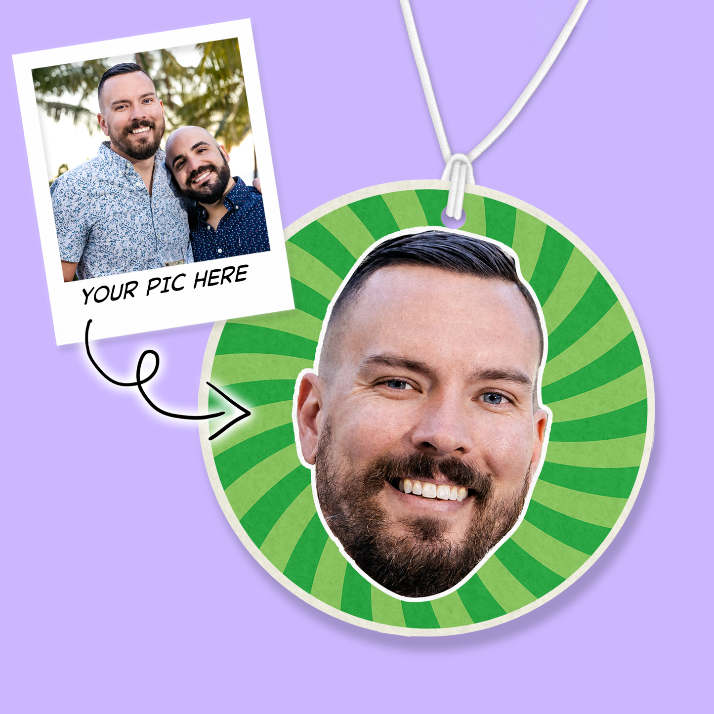 Custom Photo Air Freshener - Swirl - Two Crafty Gays