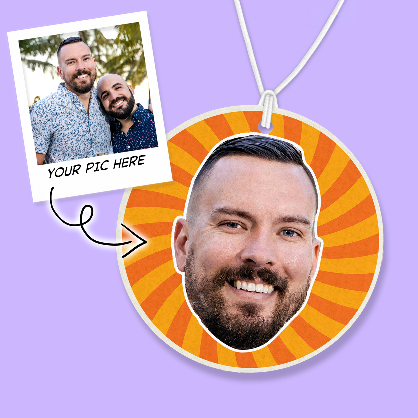 Custom Photo Air Freshener - Swirl - Two Crafty Gays