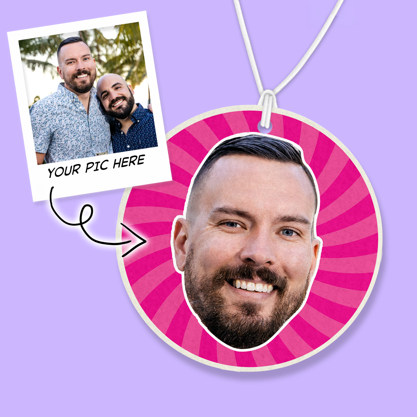 Custom Photo Air Freshener - Swirl - Two Crafty Gays