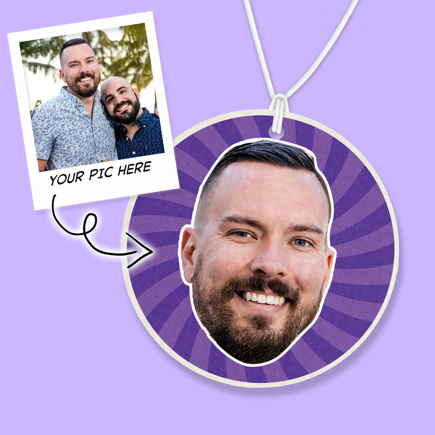 Custom Photo Air Freshener - Swirl - Two Crafty Gays