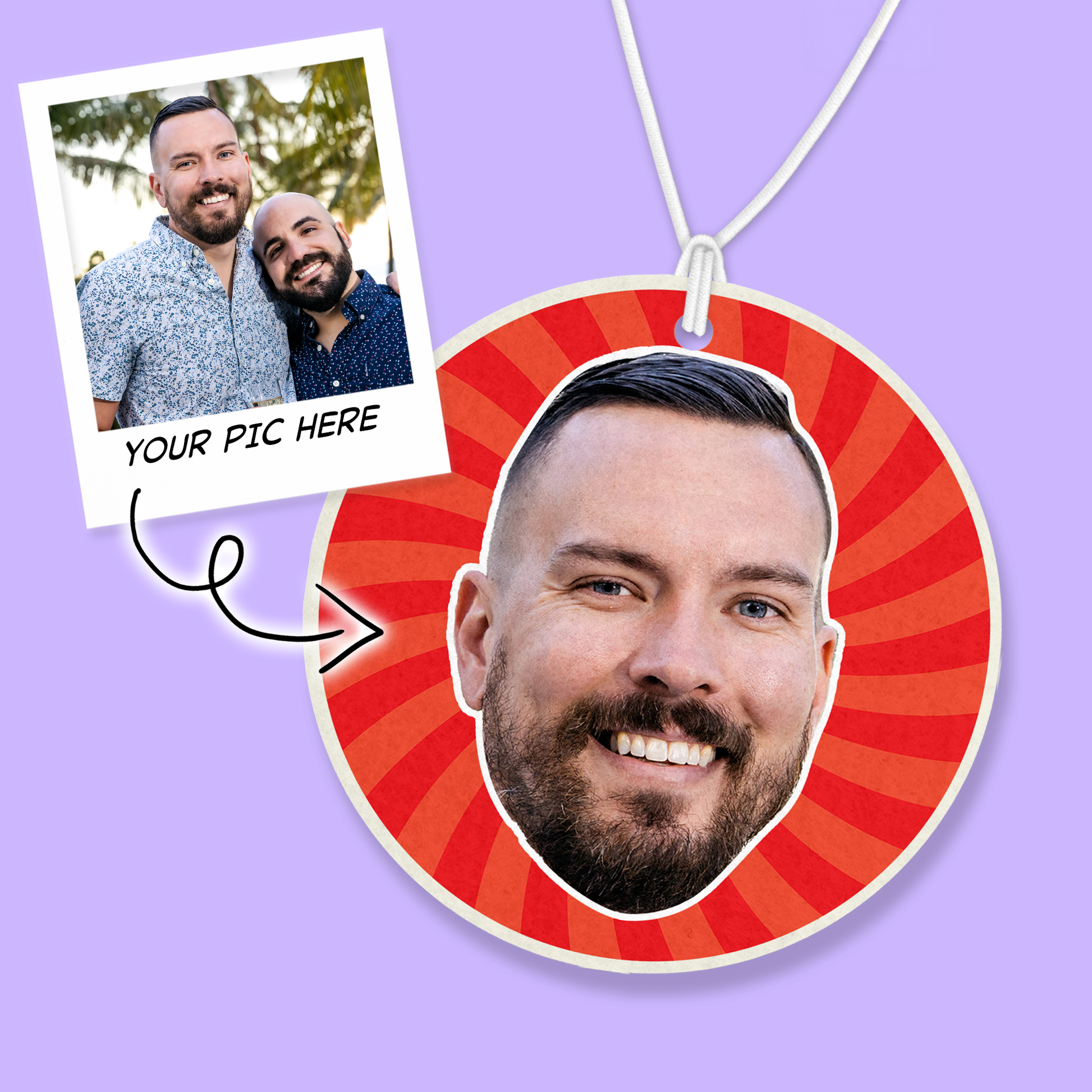 Custom Photo Air Freshener - Swirl - Two Crafty Gays