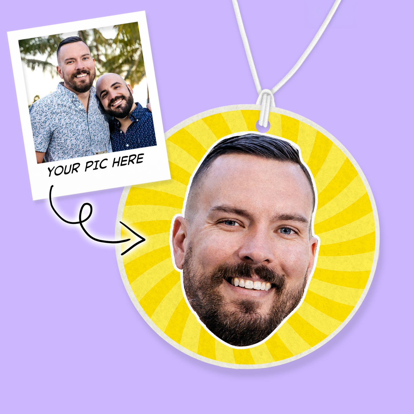 Custom Photo Air Freshener - Swirl - Two Crafty Gays