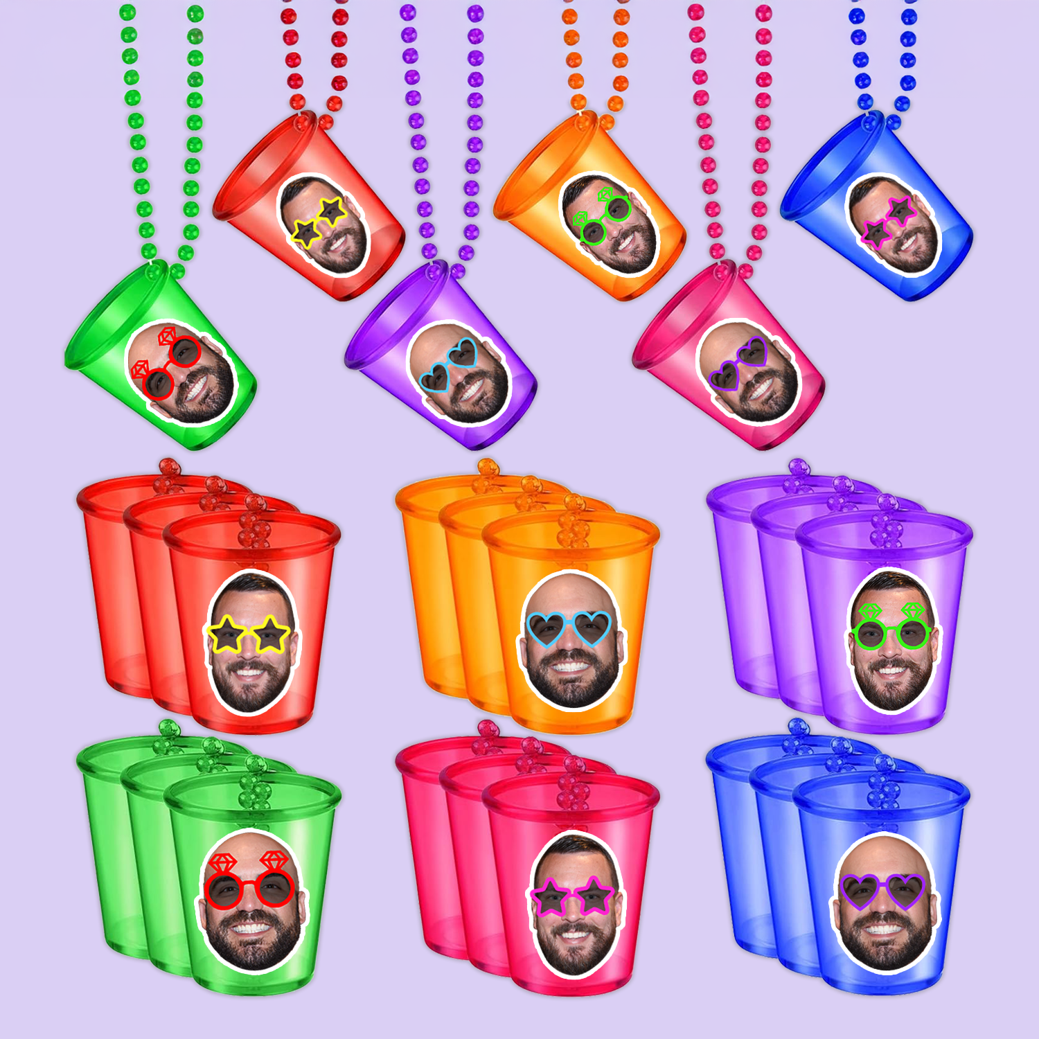 Custom Photo Beaded Shot Glasses - 12 Pack - Two Crafty Gays