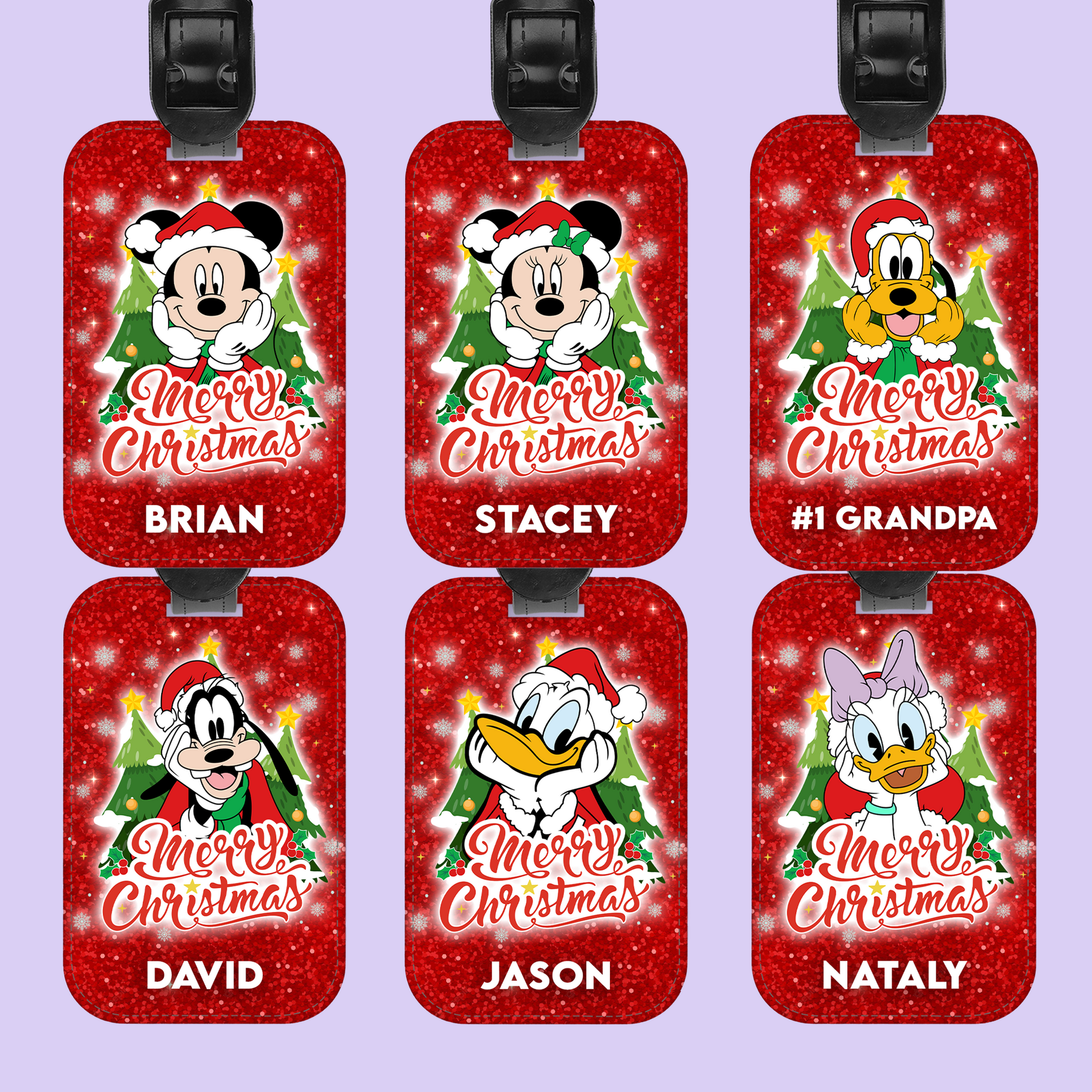 Disney Personalized Christmas Luggage Tag - Mickey & Friends - Two Crafty Gays