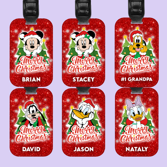 Disney Personalized Christmas Luggage Tag - Mickey & Friends - Two Crafty Gays