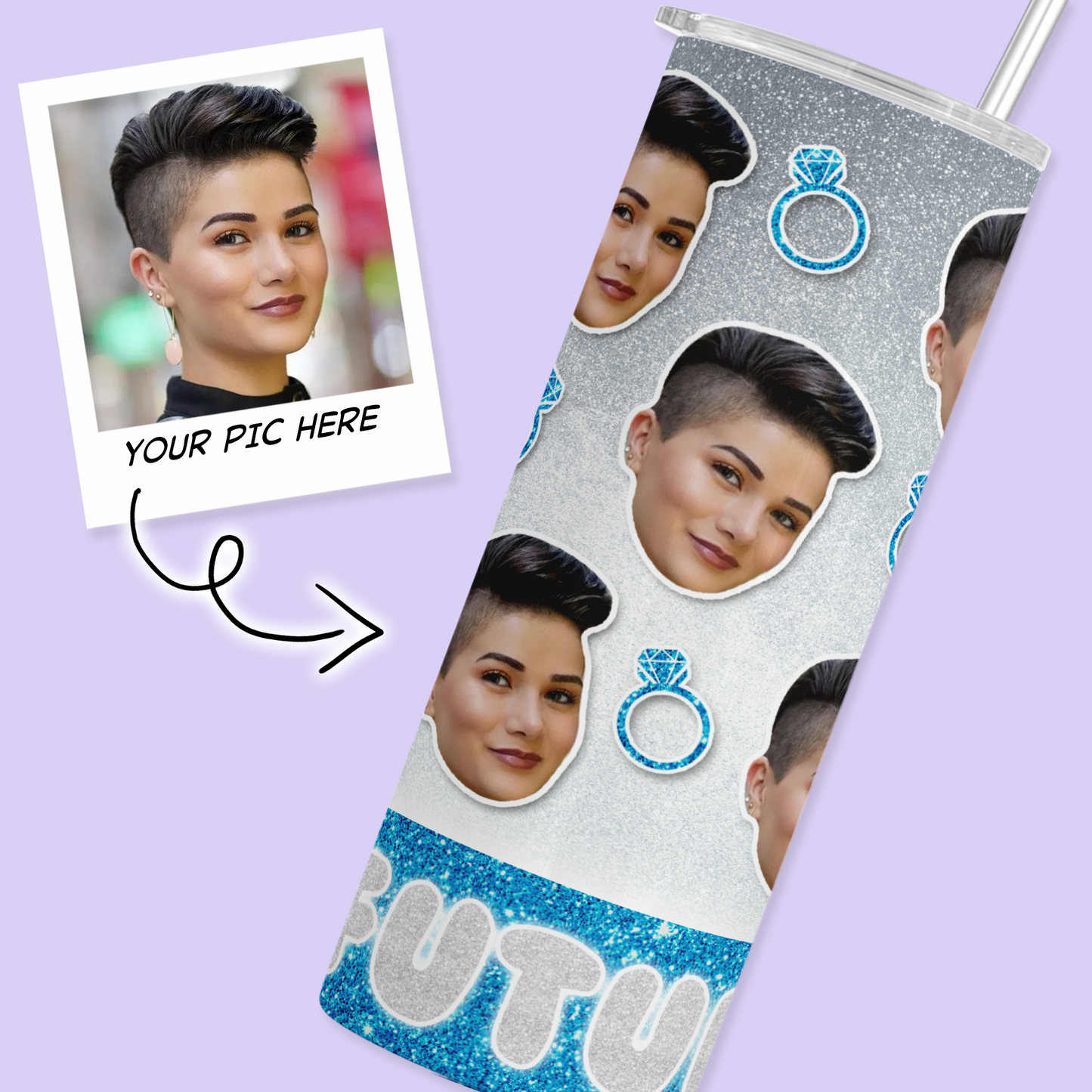 Cutout Face Personalized Tumbler - Two Crafty Gays
