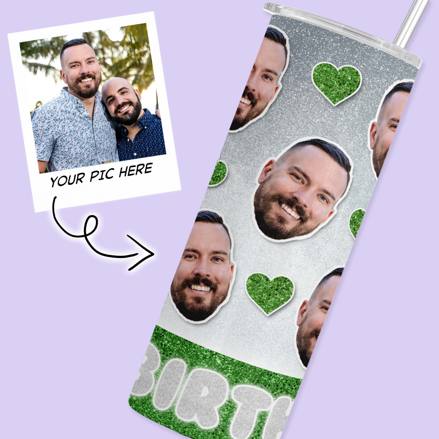 Cutout Face Personalized Tumbler - Two Crafty Gays