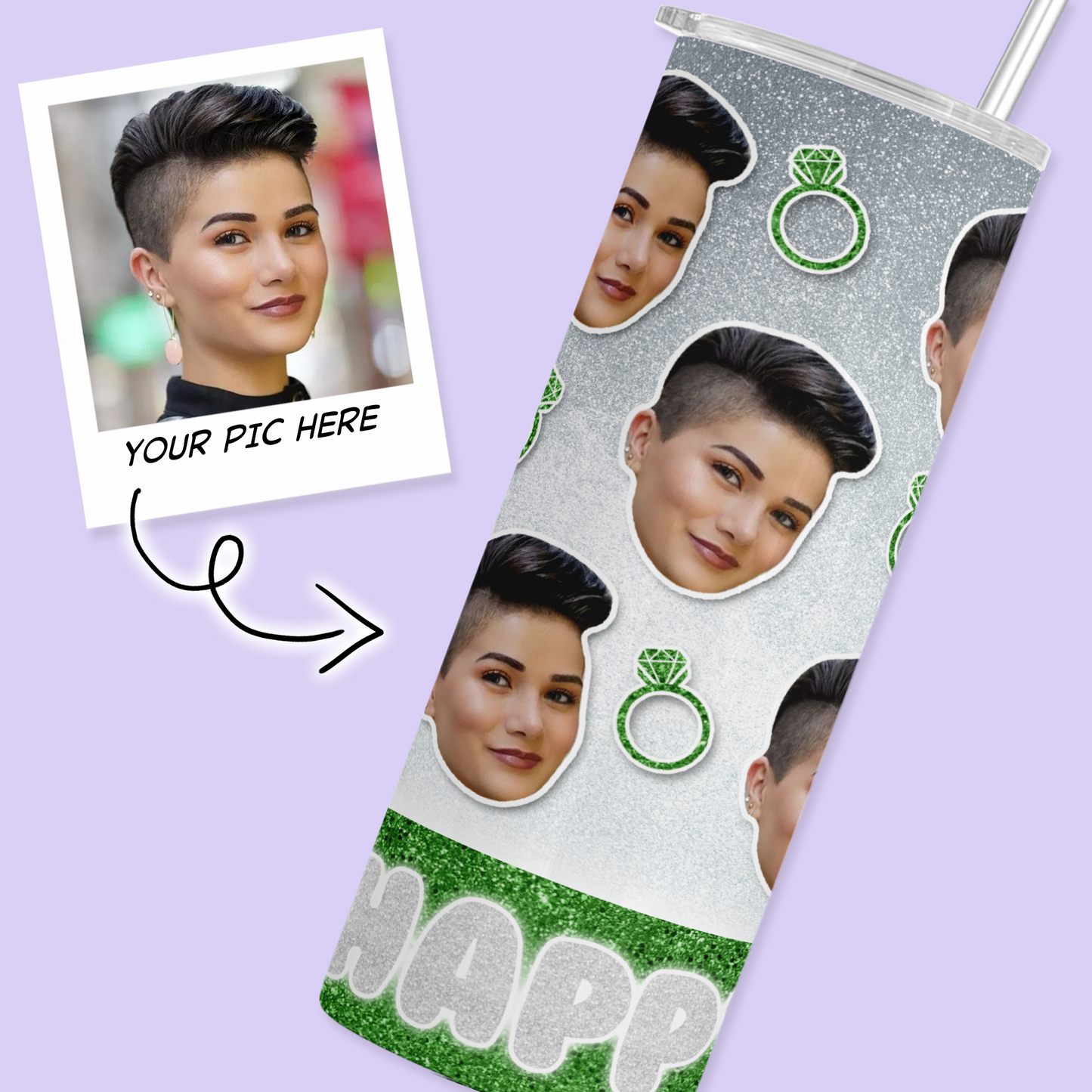 Cutout Face Personalized Tumbler - Two Crafty Gays