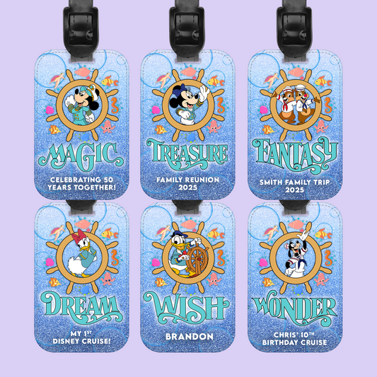 Disney Cruise Line Personalized Luggage Tag - Mickey & Friends - Two Crafty Gays