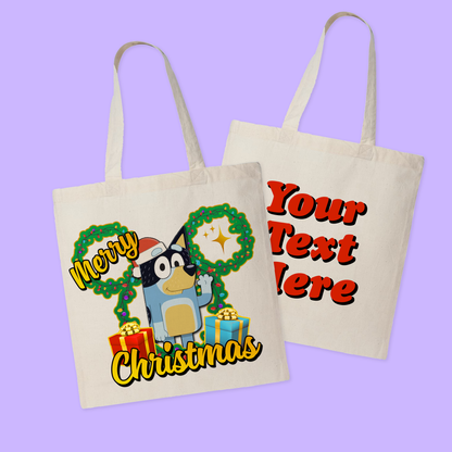 Bluey Personalized Christmas Tote Bag - Two Crafty Gays