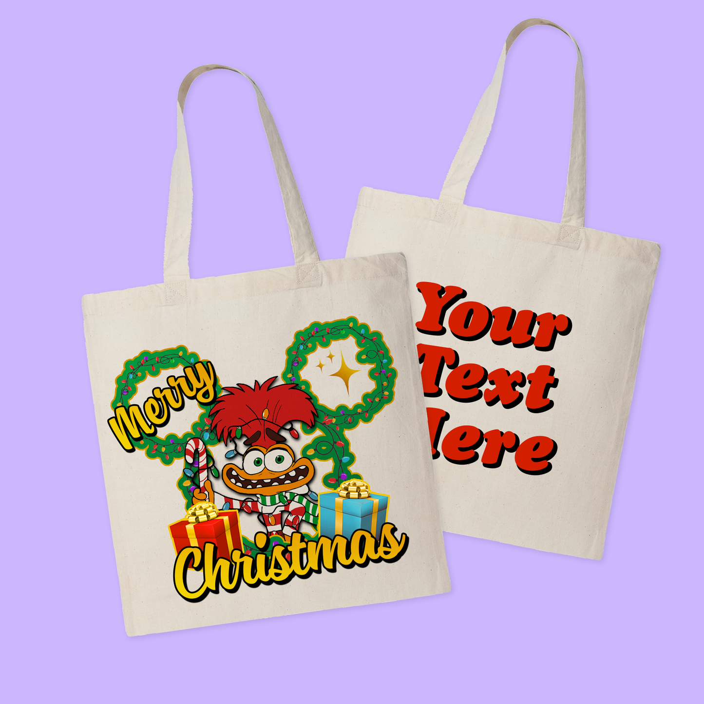 Disney Personalized Christmas Tote Bag - Inside Out - Two Crafty Gays