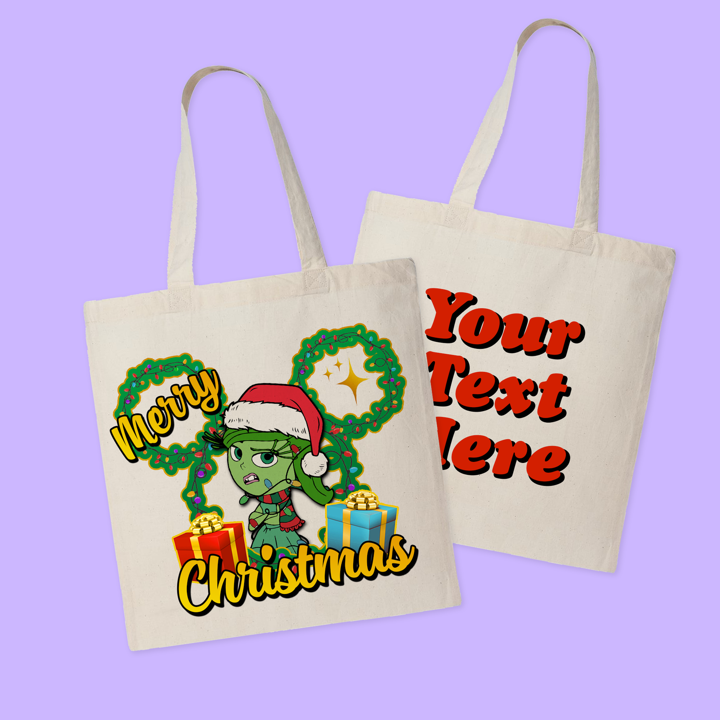 Disney Personalized Christmas Tote Bag - Inside Out - Two Crafty Gays