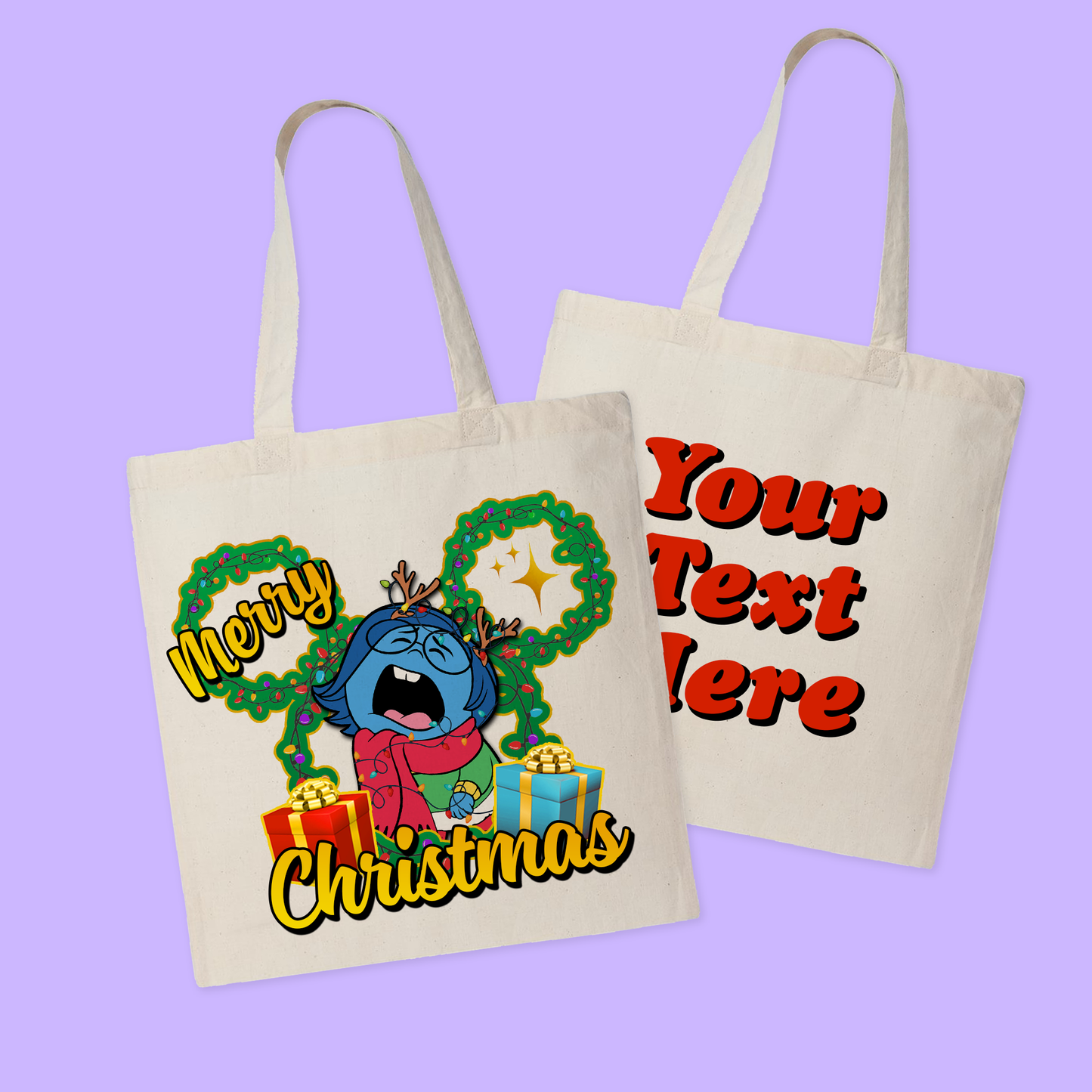 Disney Personalized Christmas Tote Bag - Inside Out - Two Crafty Gays