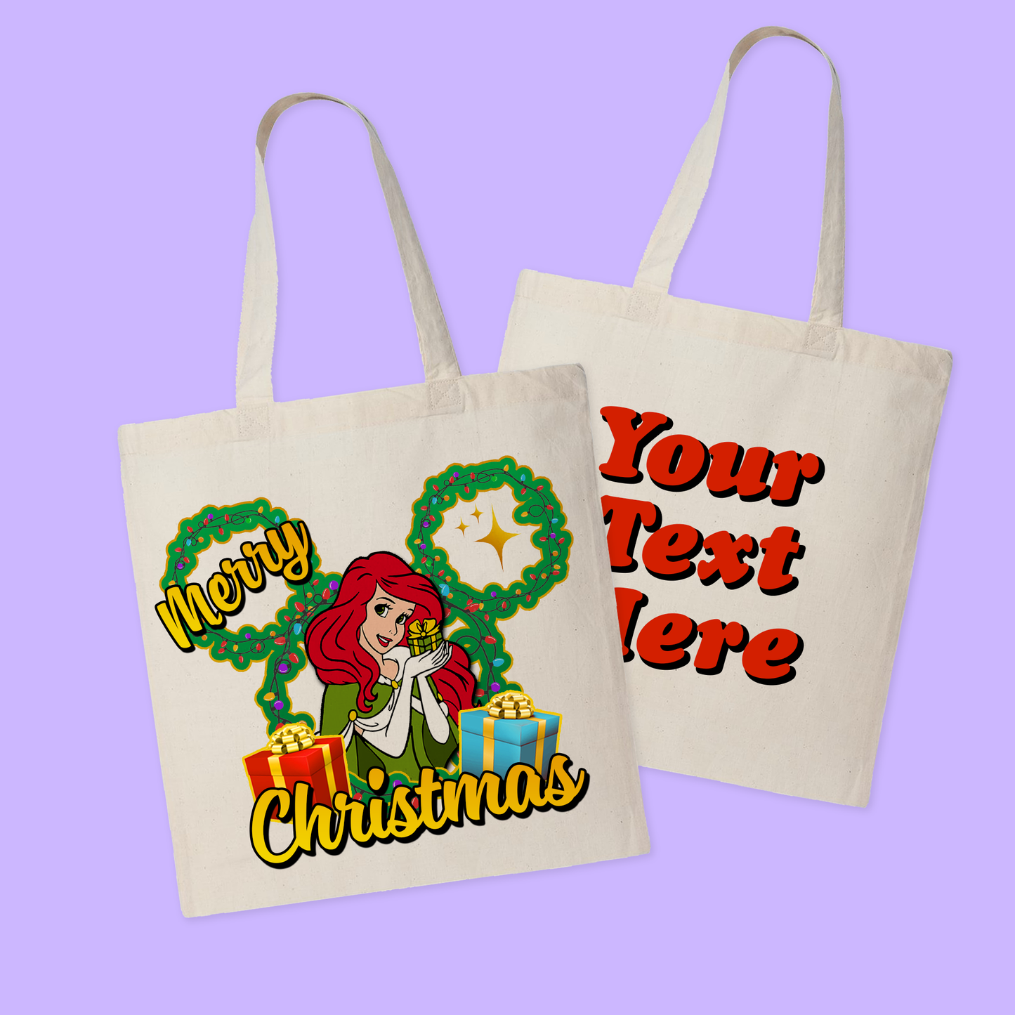 Disney Personalized Christmas Tote Bag - Princesses - Two Crafty Gays
