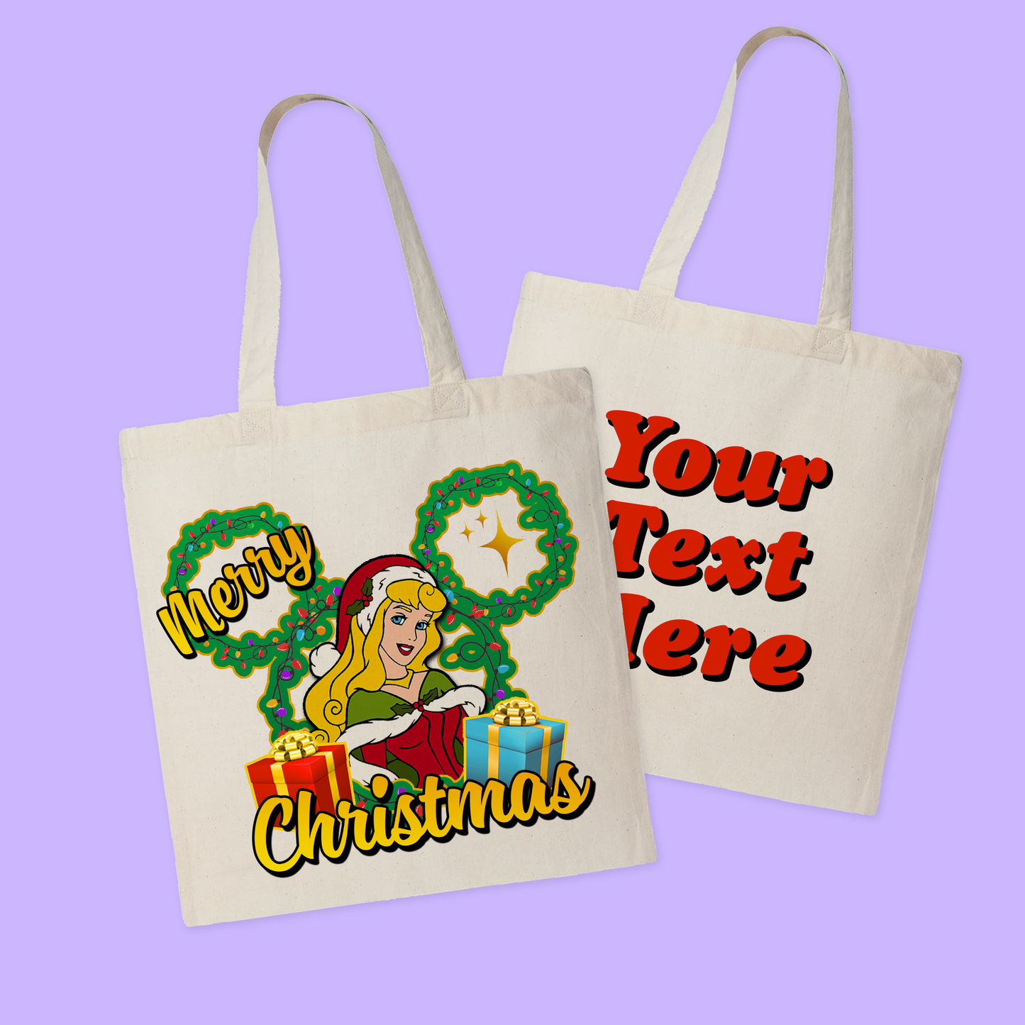Disney Personalized Christmas Tote Bag - Princesses - Two Crafty Gays