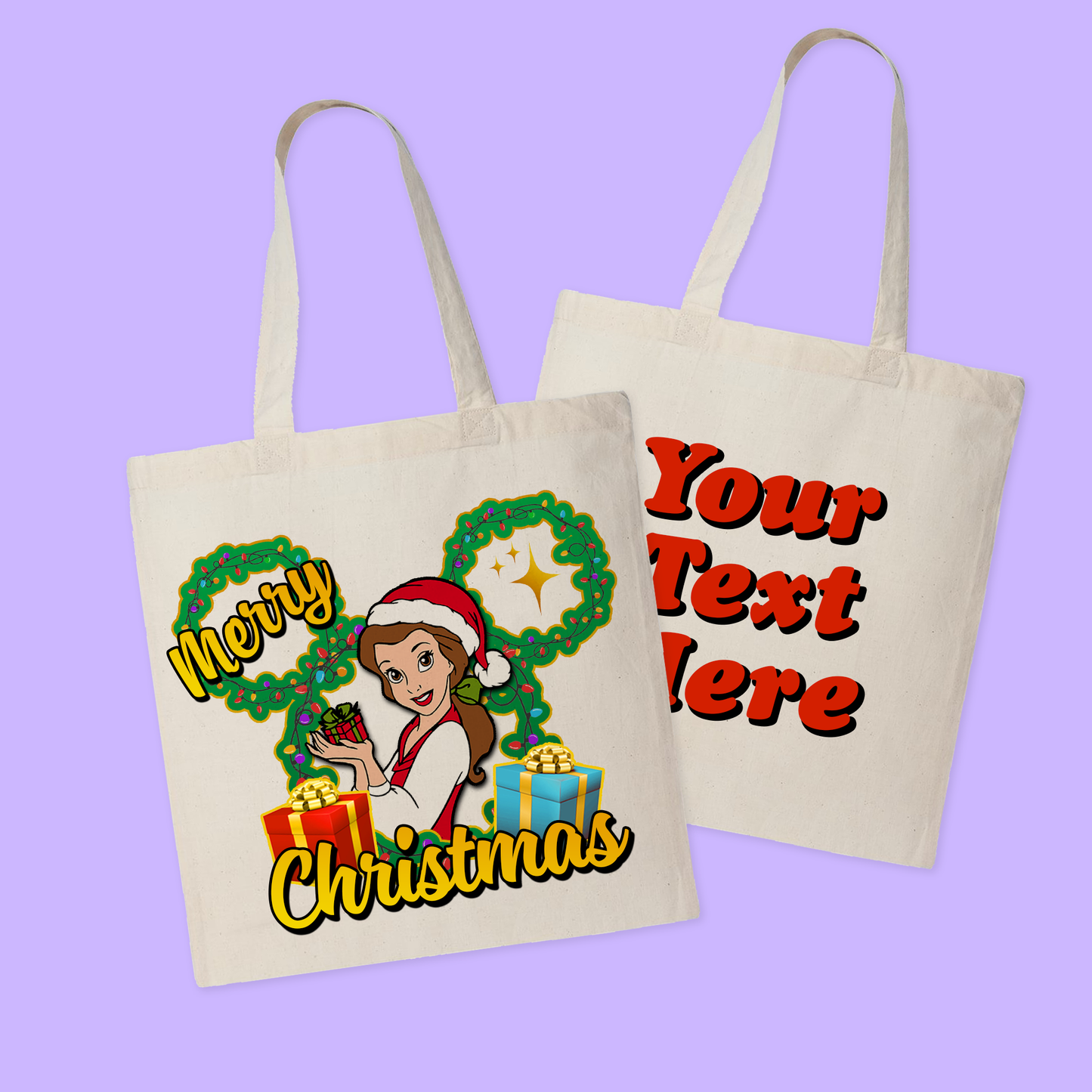 Disney Personalized Christmas Tote Bag - Princesses - Two Crafty Gays