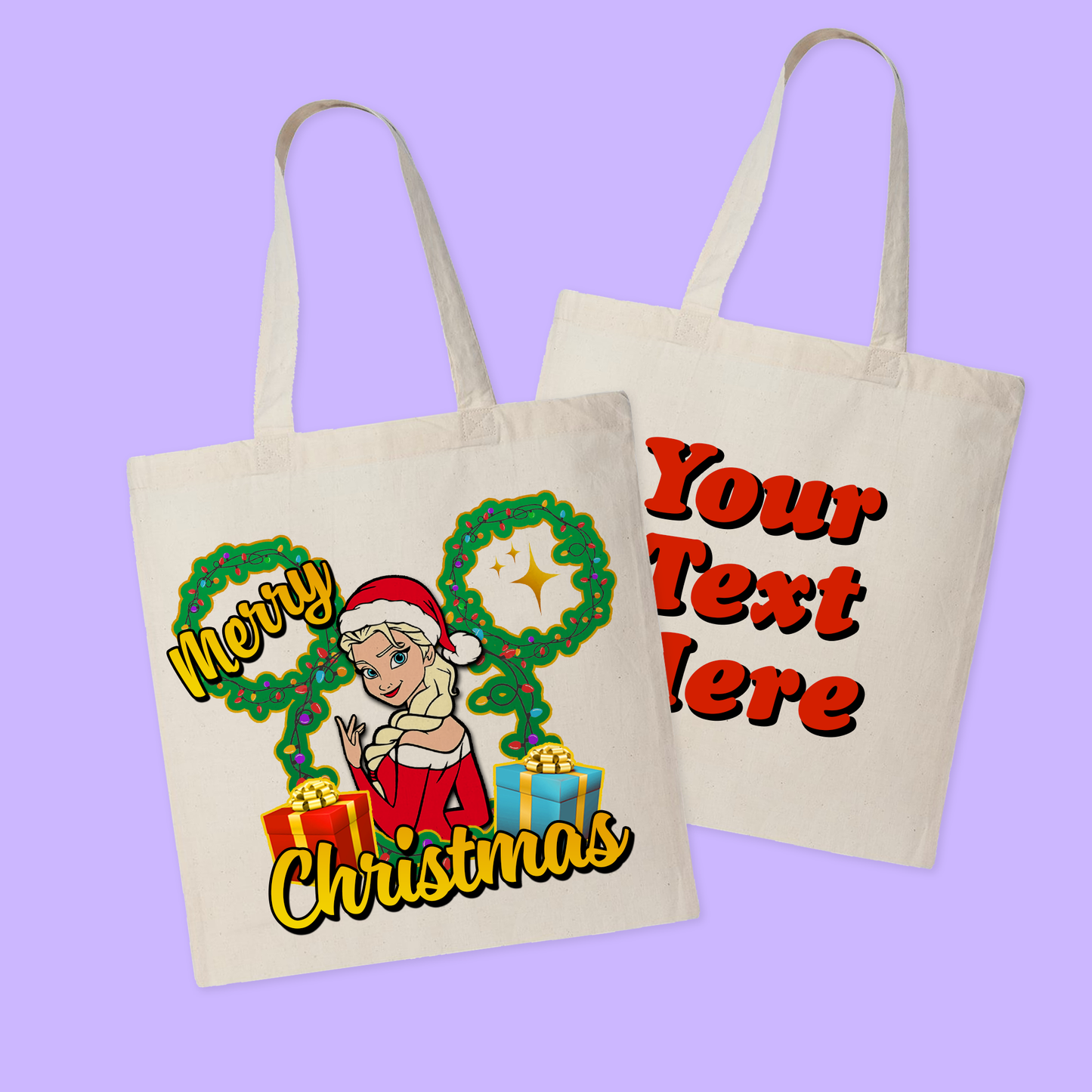 Disney Personalized Christmas Tote Bag - Princesses - Two Crafty Gays