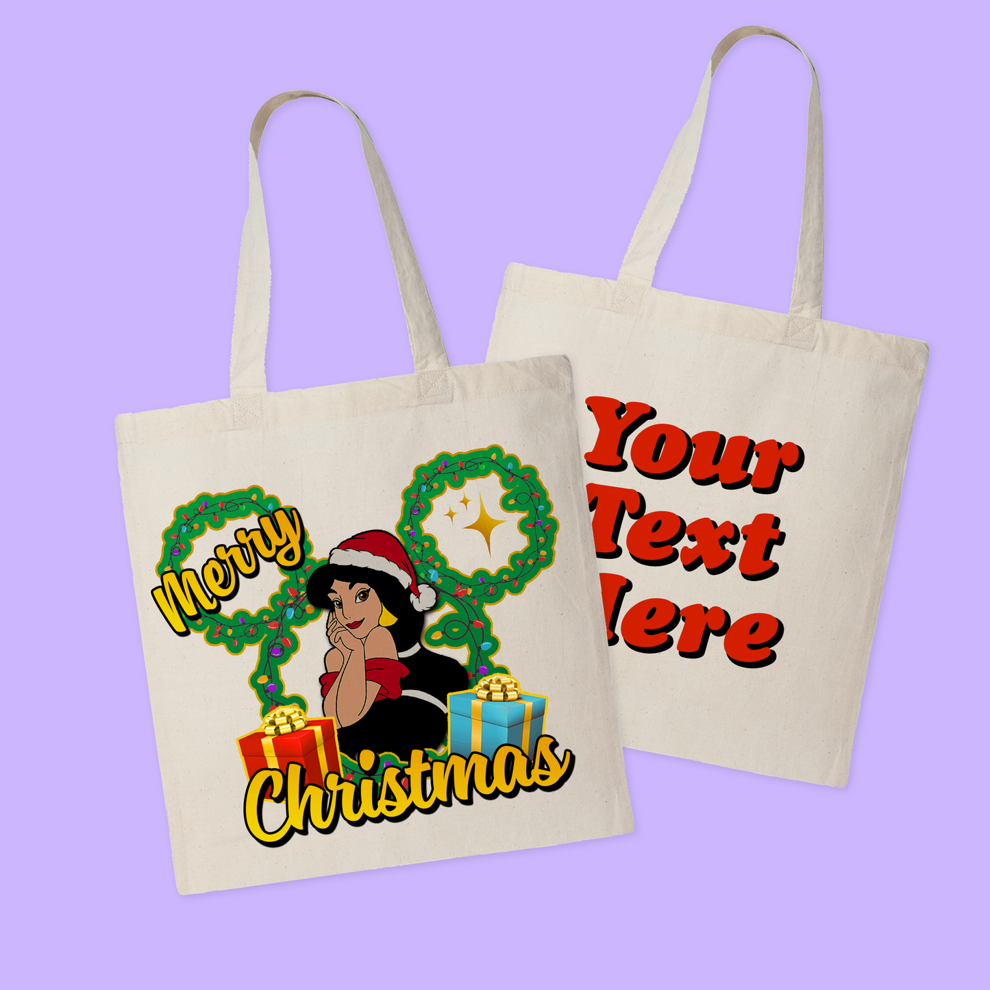 Disney Personalized Christmas Tote Bag - Princesses - Two Crafty Gays