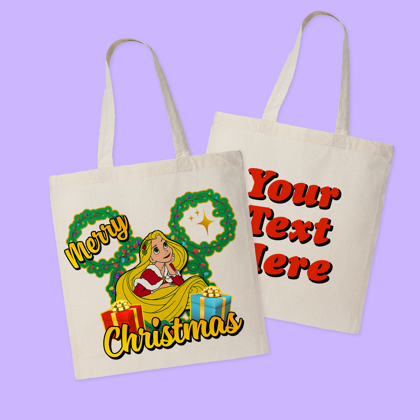 Disney Personalized Christmas Tote Bag - Princesses - Two Crafty Gays
