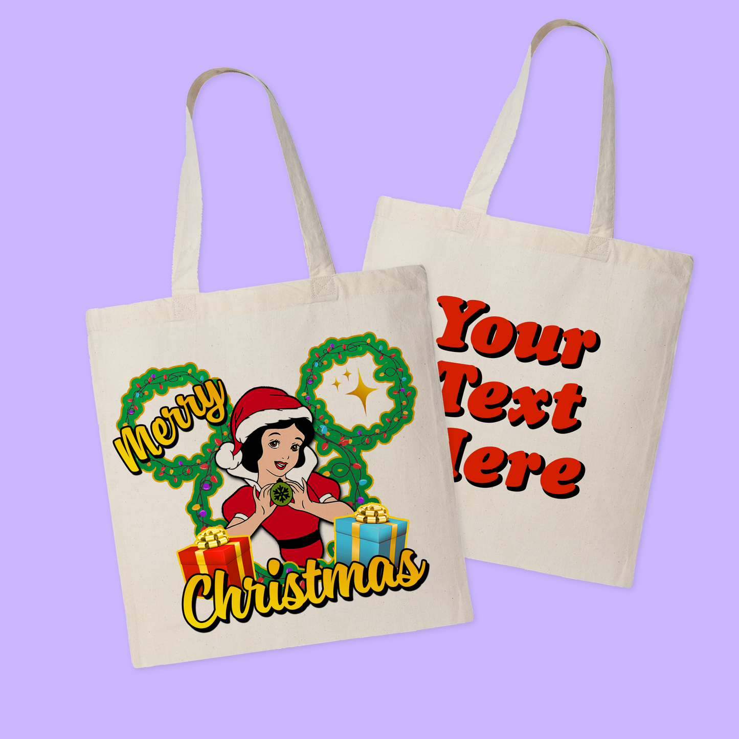 Disney Personalized Christmas Tote Bag - Princesses - Two Crafty Gays