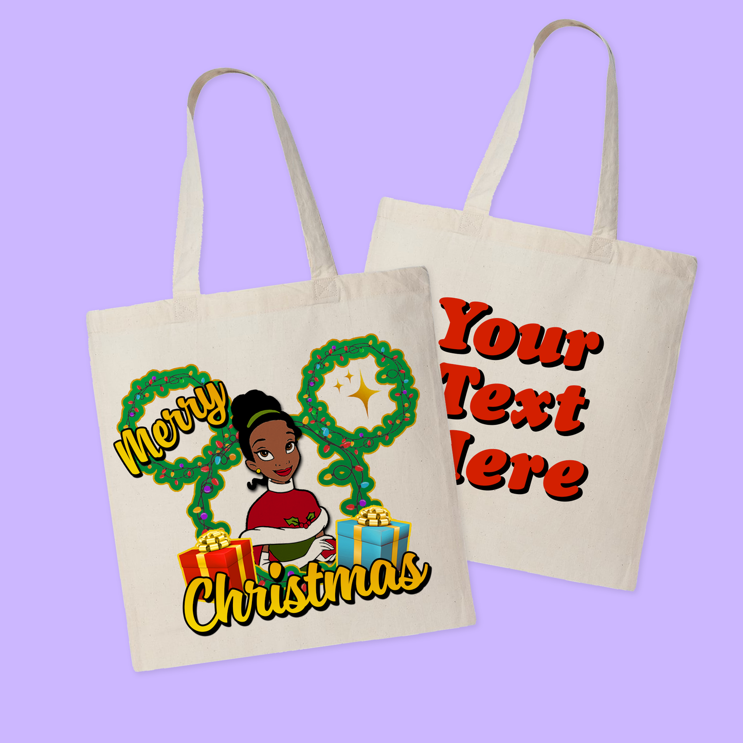 Disney Personalized Christmas Tote Bag - Princesses - Two Crafty Gays