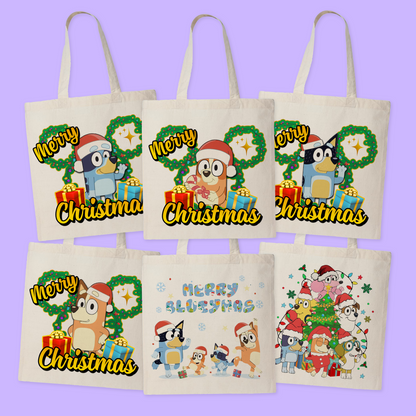 Bluey Personalized Christmas Tote Bag - Two Crafty Gays