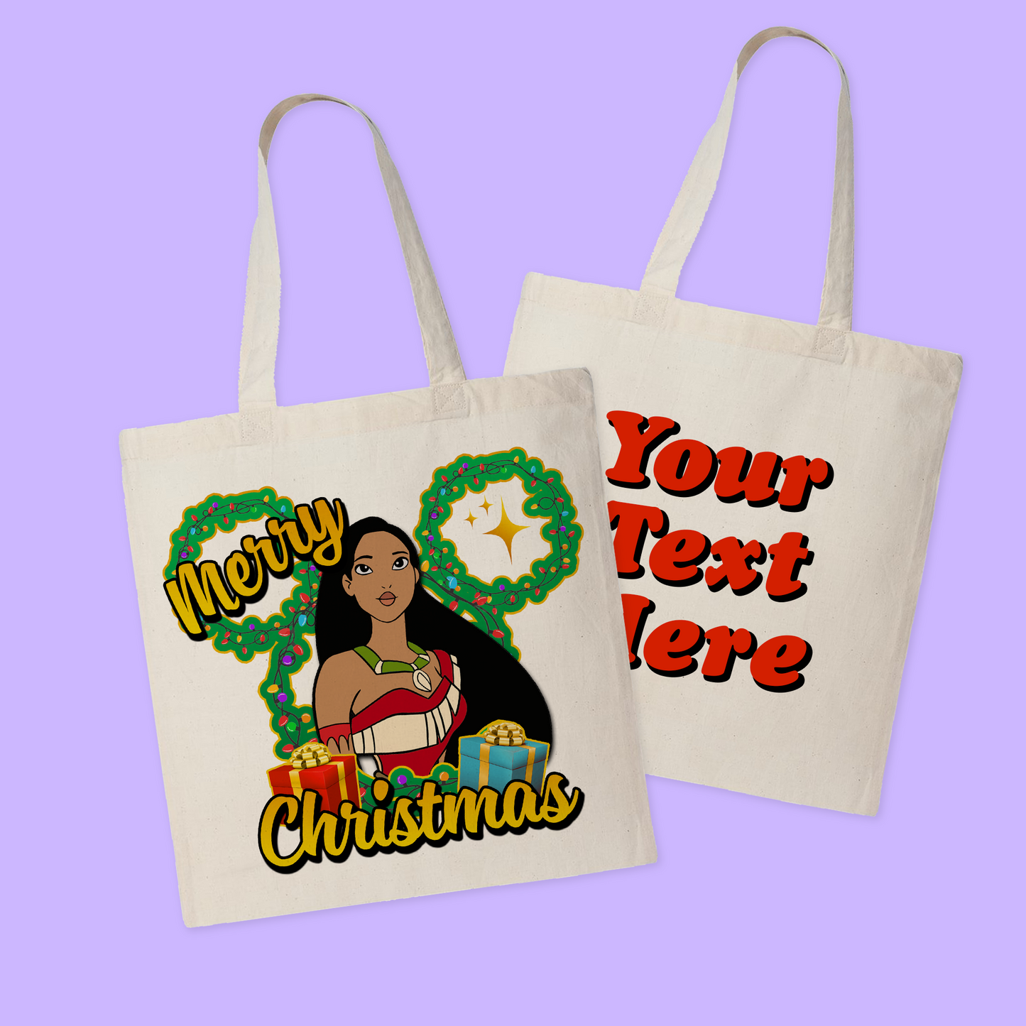 Disney Personalized Christmas Tote Bag - Princesses - Two Crafty Gays