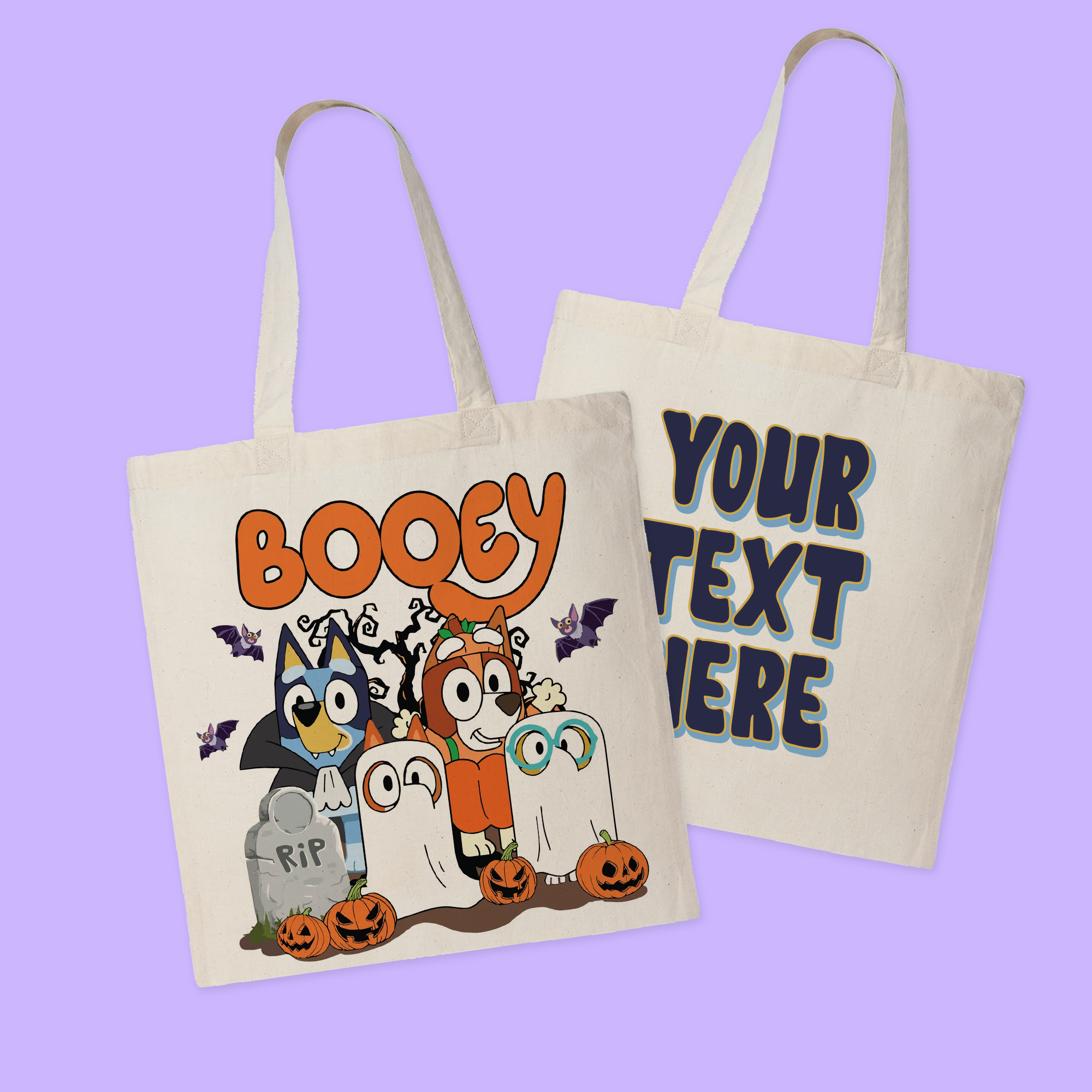 Bluey Personalized Halloween Tote Bag - Booey - Two Crafty Gays