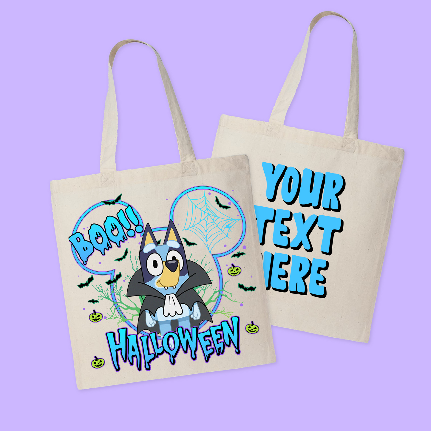 Bluey Personalized Halloween Tote Bag - Two Crafty Gays