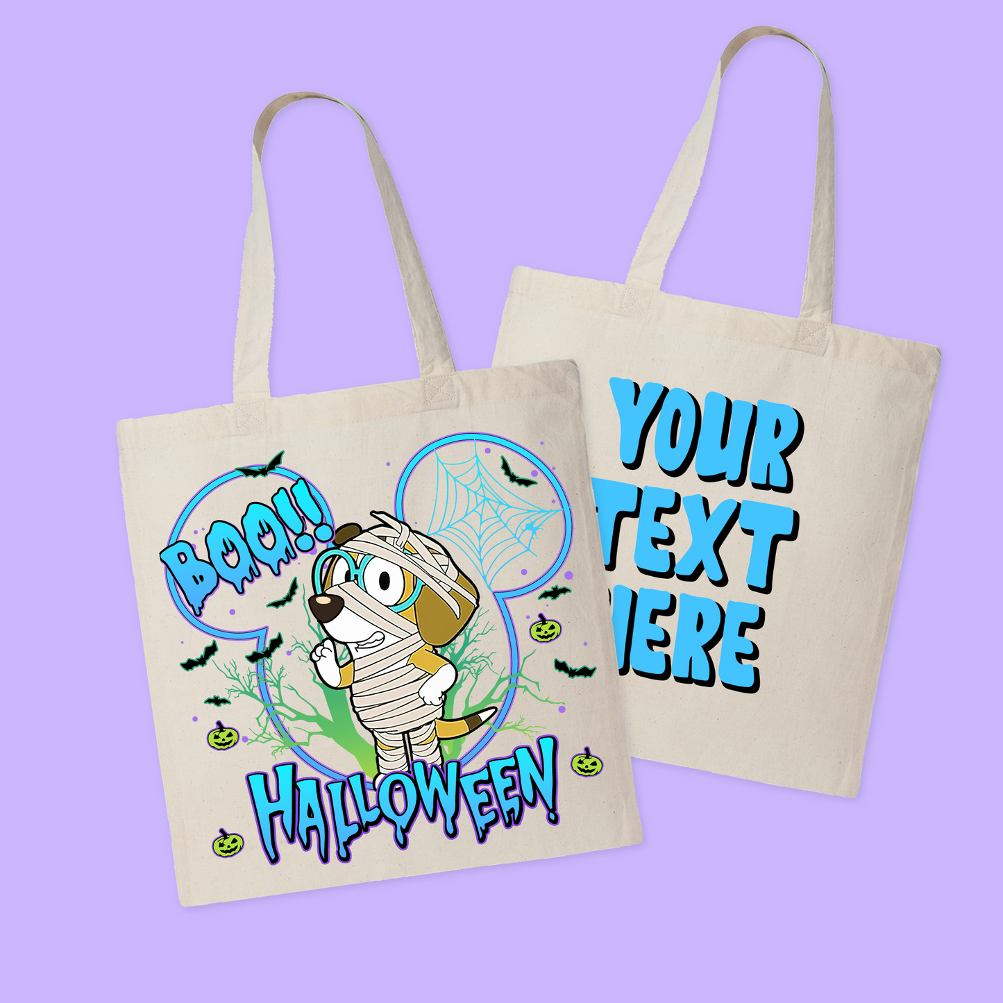 Bluey Personalized Halloween Tote Bag - Two Crafty Gays