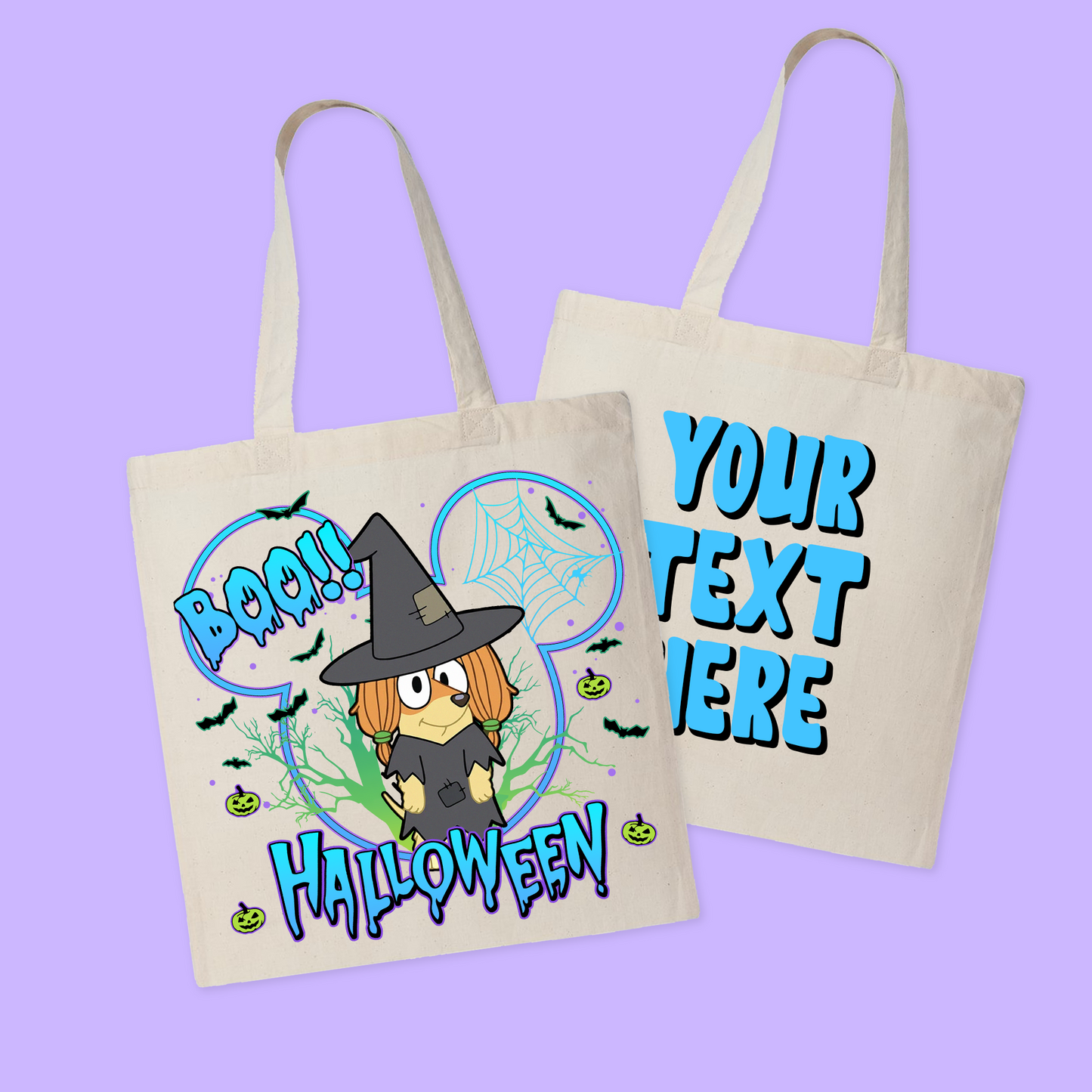 Bluey Personalized Halloween Tote Bag - Two Crafty Gays