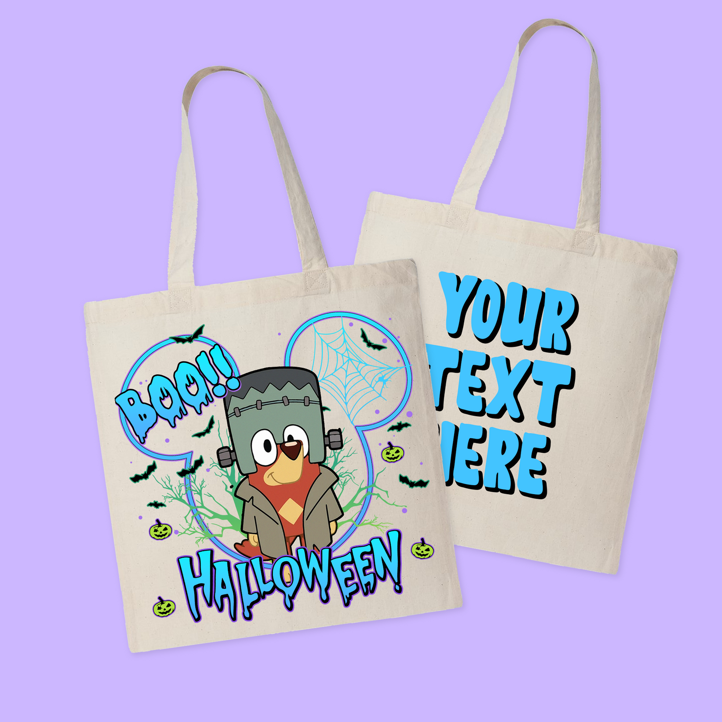 Bluey Personalized Halloween Tote Bag - Two Crafty Gays