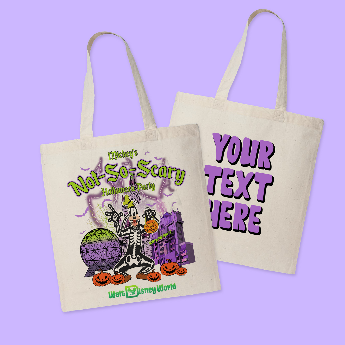 Disney Personalized Halloween Tote Bag - Not So Scary - Two Crafty Gays